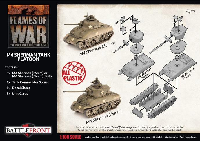 UBX69 M4 Sherman Tank Platoon (Plastic) Battlefront- Blitz and Peaces