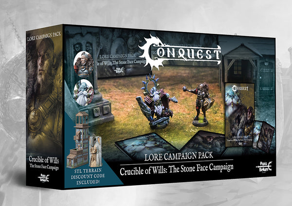 Lore Campaign Pack - Crucible of Wills: The Stone Face Campaign - This limited edition campaign boxed set will be made only one time in '24, and not again, please be certain you order accordingly.