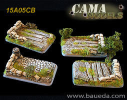 15A05CB 4 different Medium/Light Artillery scenic bases (rural) Baueda- Blitz and Peaces