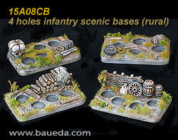 15A08CB 4 different 4 holes Infantry scenic bases (rural) Baueda- Blitz and Peaces