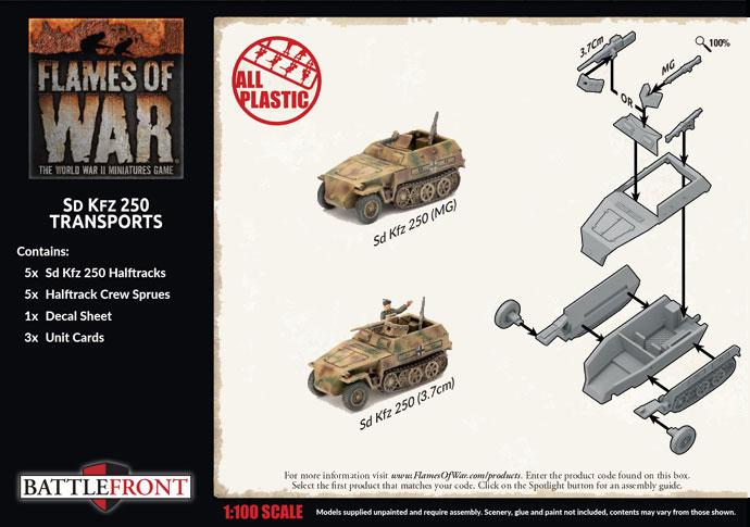 GBX129 Sd Kfz 250 Transports (Plastic) Battlefront- Blitz and Peaces