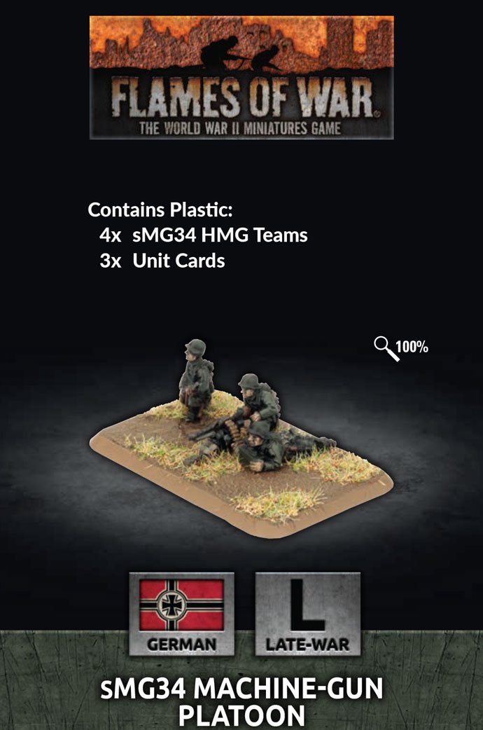 GE784 MG34 Machine-gun Platoon (x4 Plastic) Battlefront- Blitz and Peaces