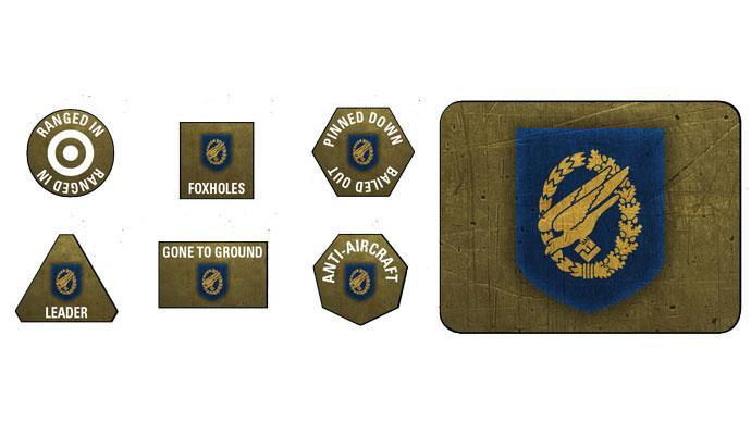GE907 Fallschirmjager Tokens (x20) and Objectives (x2) Battlefront- Blitz and Peaces