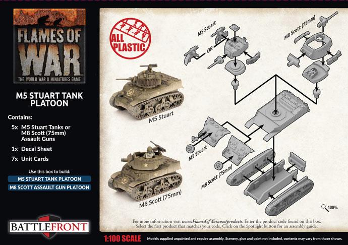 UBX70 M5 Stuart Light Tank Platoon (Plastic) Battlefront- Blitz and Peaces