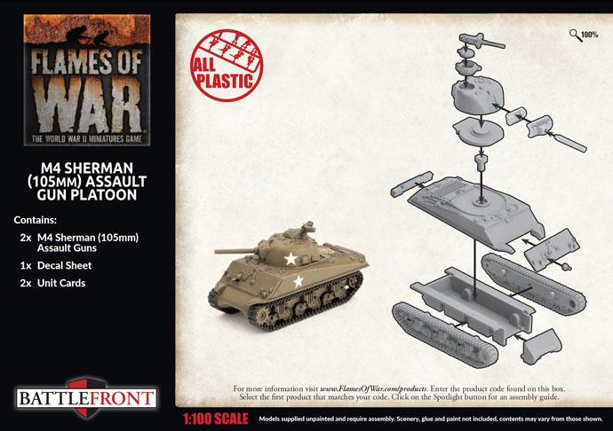 UBX71 M4 Sherman (105mm) Assault Gun Platoon (Plastic) Battlefront- Blitz and Peaces