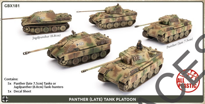 Panther (late 7.5cm) / Jagdpanther  (8.8cm) Platoon (5x Plastic)