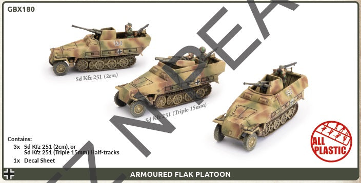 Sd Kfz 251 2cm / Triple 15mm Armoured Flak Platoon (3x Plastic)
