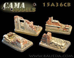 15A36CB 4 different HMG/mortar scenic bases (urban) Baueda- Blitz and Peaces